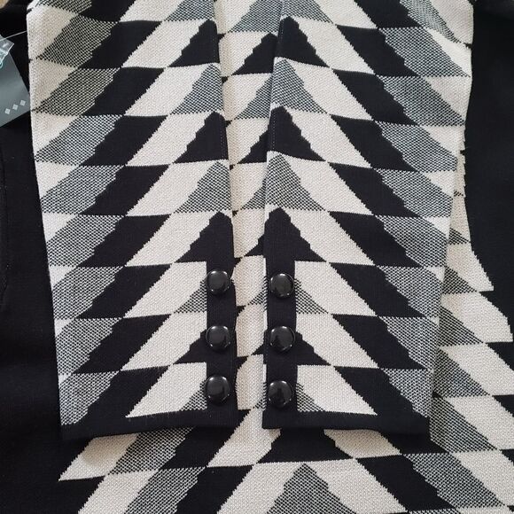 NWT Gabby Skye Black Alabaster 3/4 Sleeve Sheath Sweater Dress MEDIUM - Picture 7 of 16